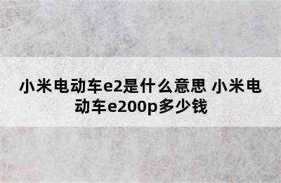 小米电动车e2是什么意思 小米电动车e200p多少钱